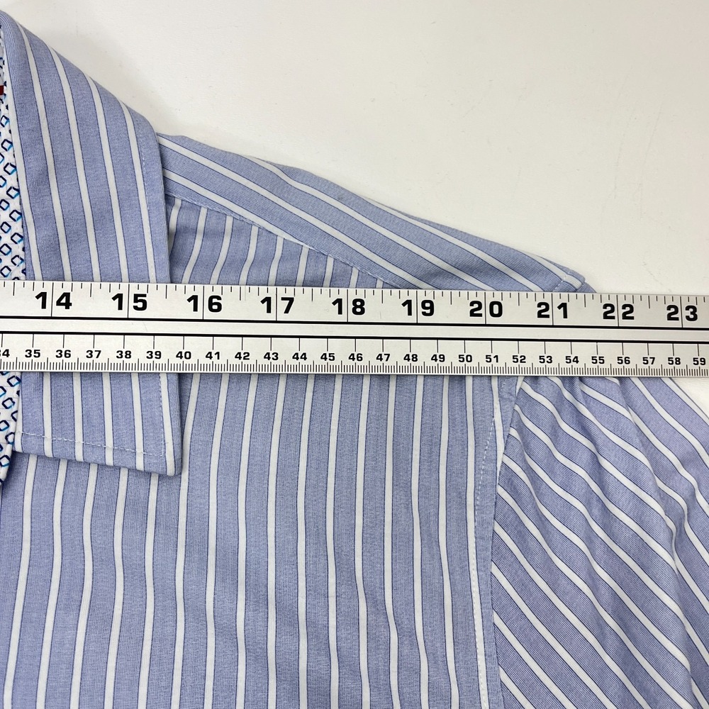 Buttercloth Dress Shirt Mens 2XL Blue Stripe Icy Cotton Regular Fit Stretch - Picture 11 of 13